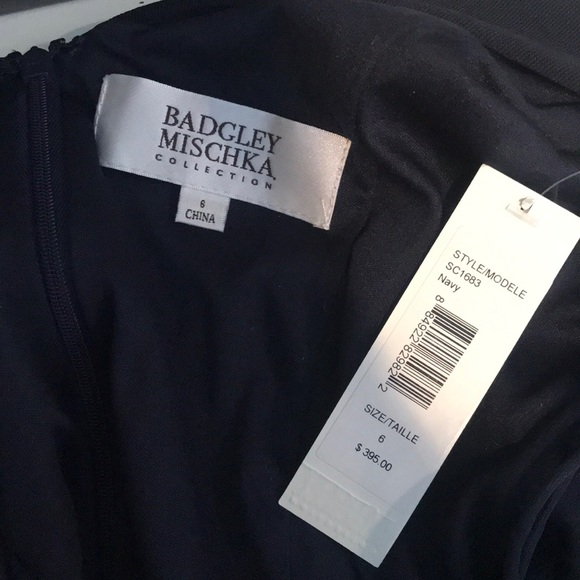 Navy Fitted Dress W/ Flowy Sleeves - Picture 5 of 5